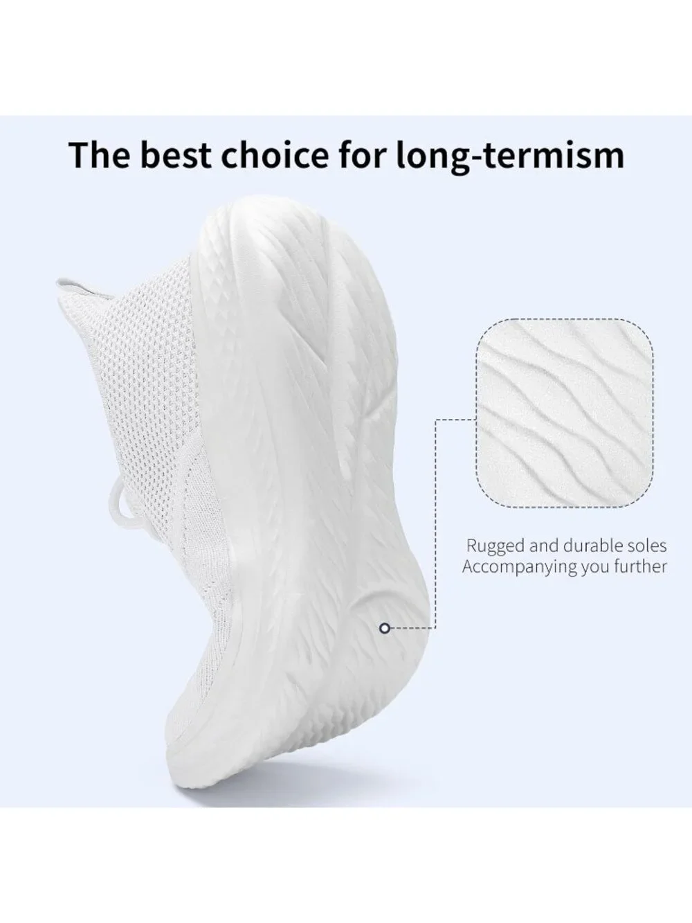 Men's White Running Shoes Slip On Walking Shoes Non Slip Lightweight Sneakers